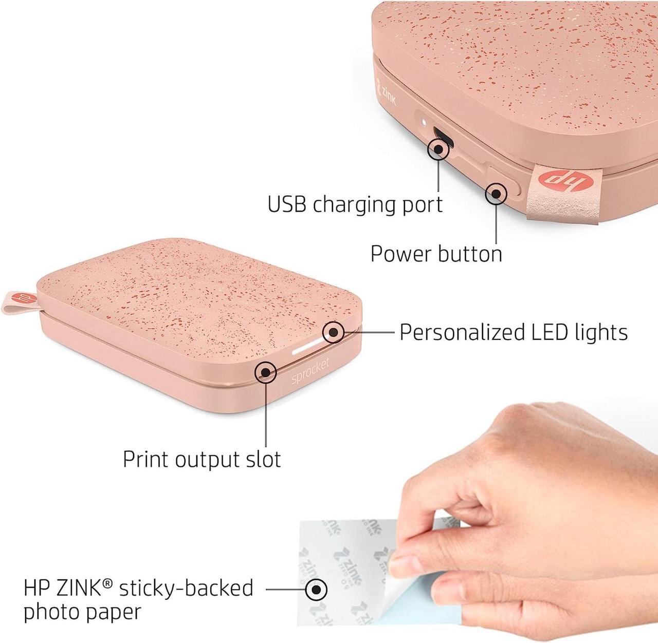 Alt view image 7 of 7 - HP Sprocket Portable 2x3" Instant Photo Printer (Blush Pink), Prints From iOS or Android Devices