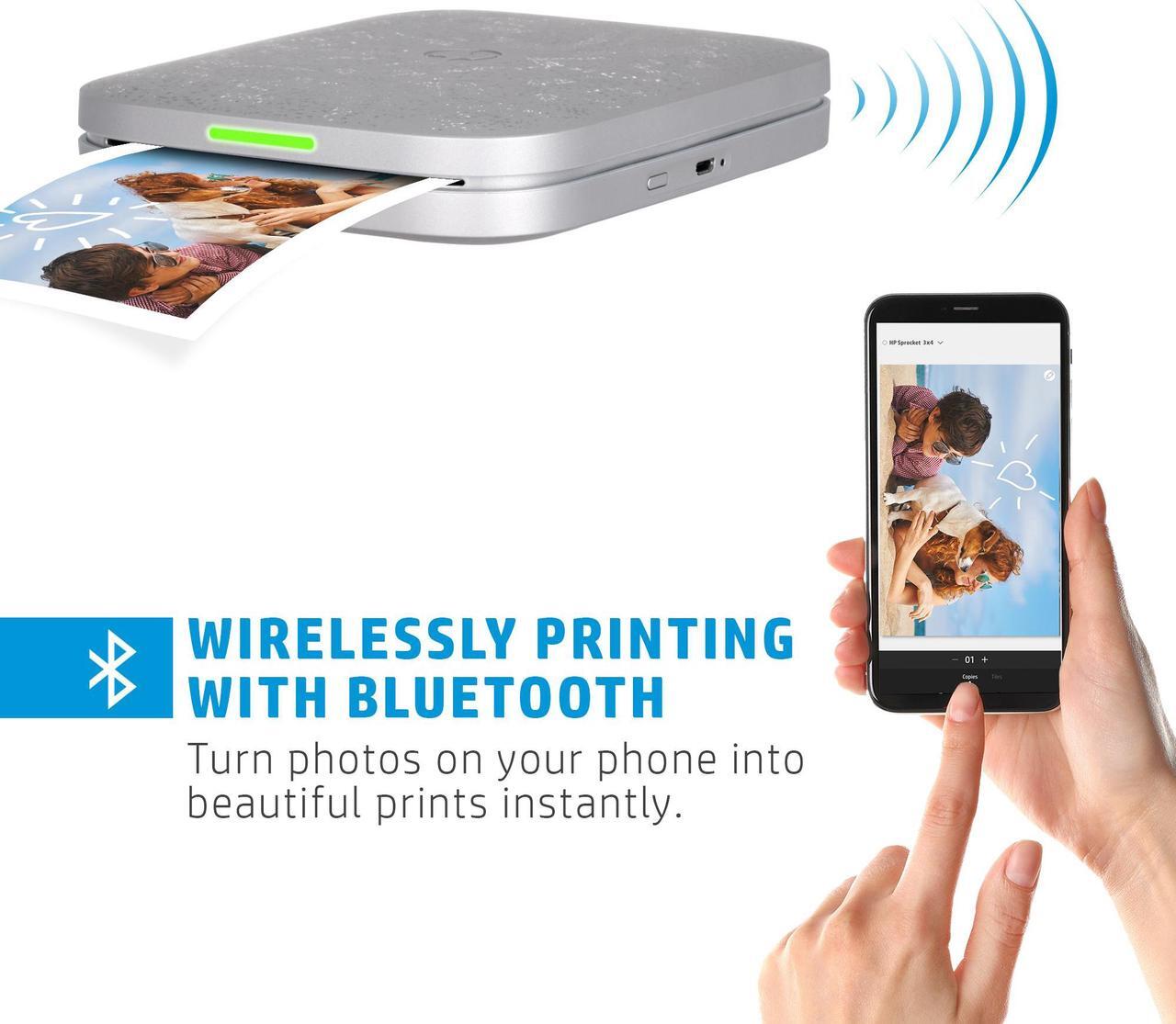 Alt view image 6 of 7 - HP Sprocket 3x4 Instant Photo Printer Prints 3.5x4.25 Photos from iOS & Android - White