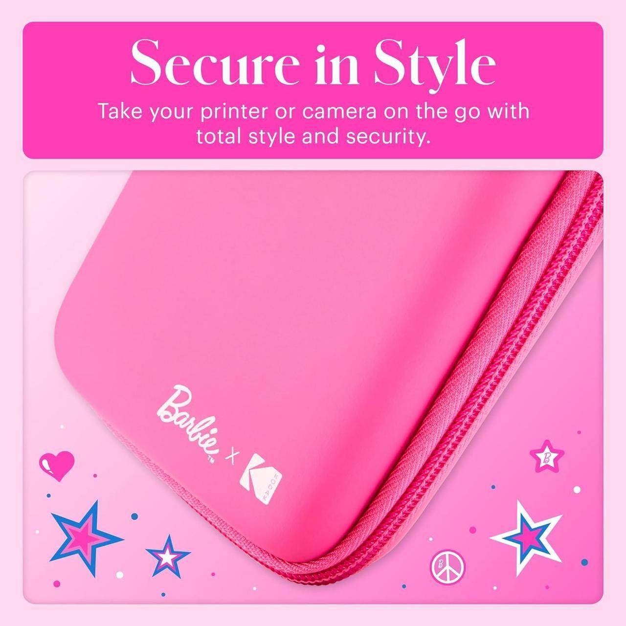 Alt view image 2 of 6 - Barbie x Kodak EVA Travel Case with Removable Strap, Built-in Mesh Pocket Stores Zink Paper & More!