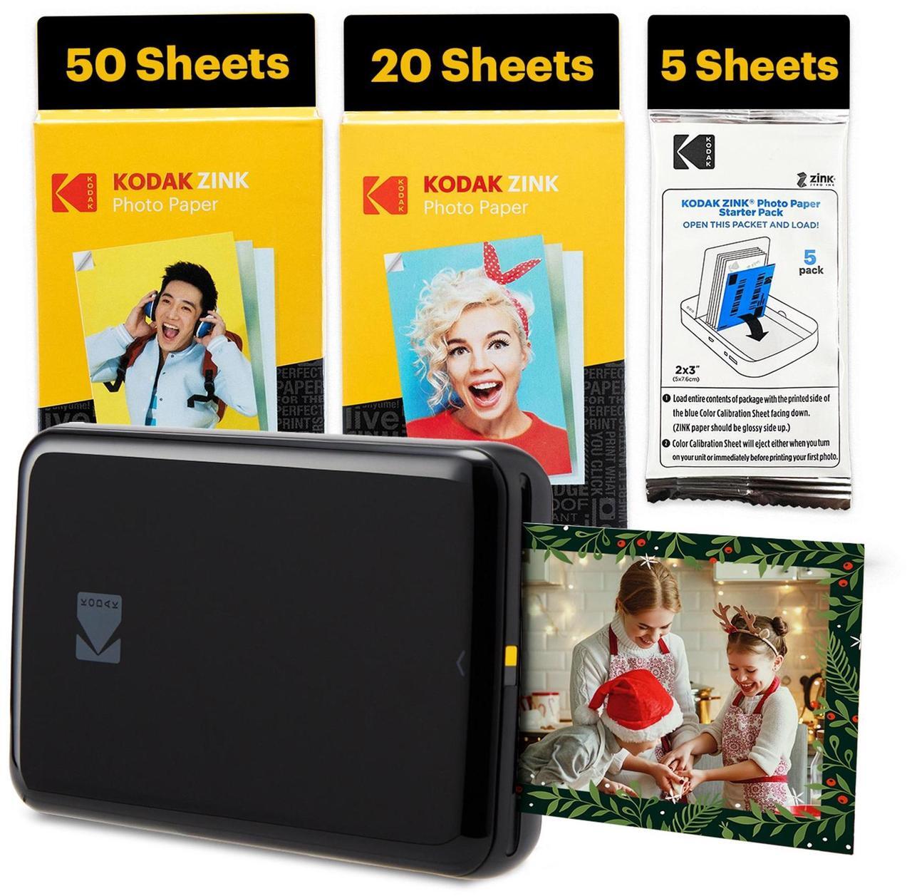 Main image of Kodak Step Mobile Instant Photo Printer 2x3" (Black) & Zink Photo Paper (75 Sheets) Bundle