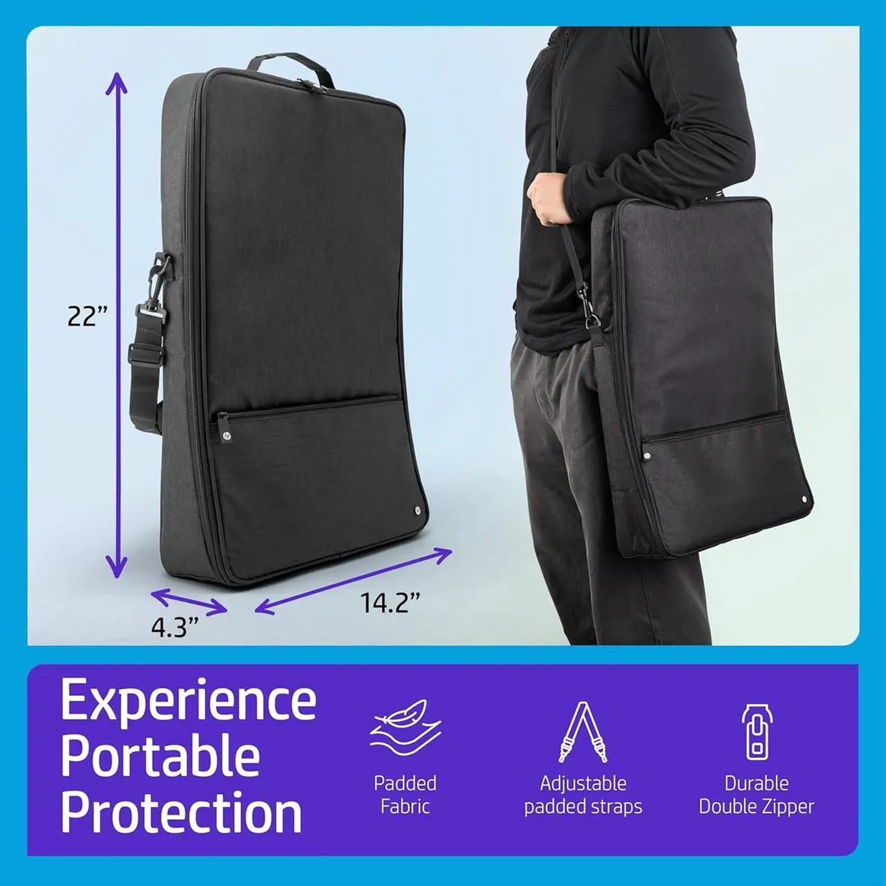 Alt view image 3 of 6 - HP Premium Carrying Padded Storage Case w/Removable Shoulder Strap for Sprocket Photobooth (Black)