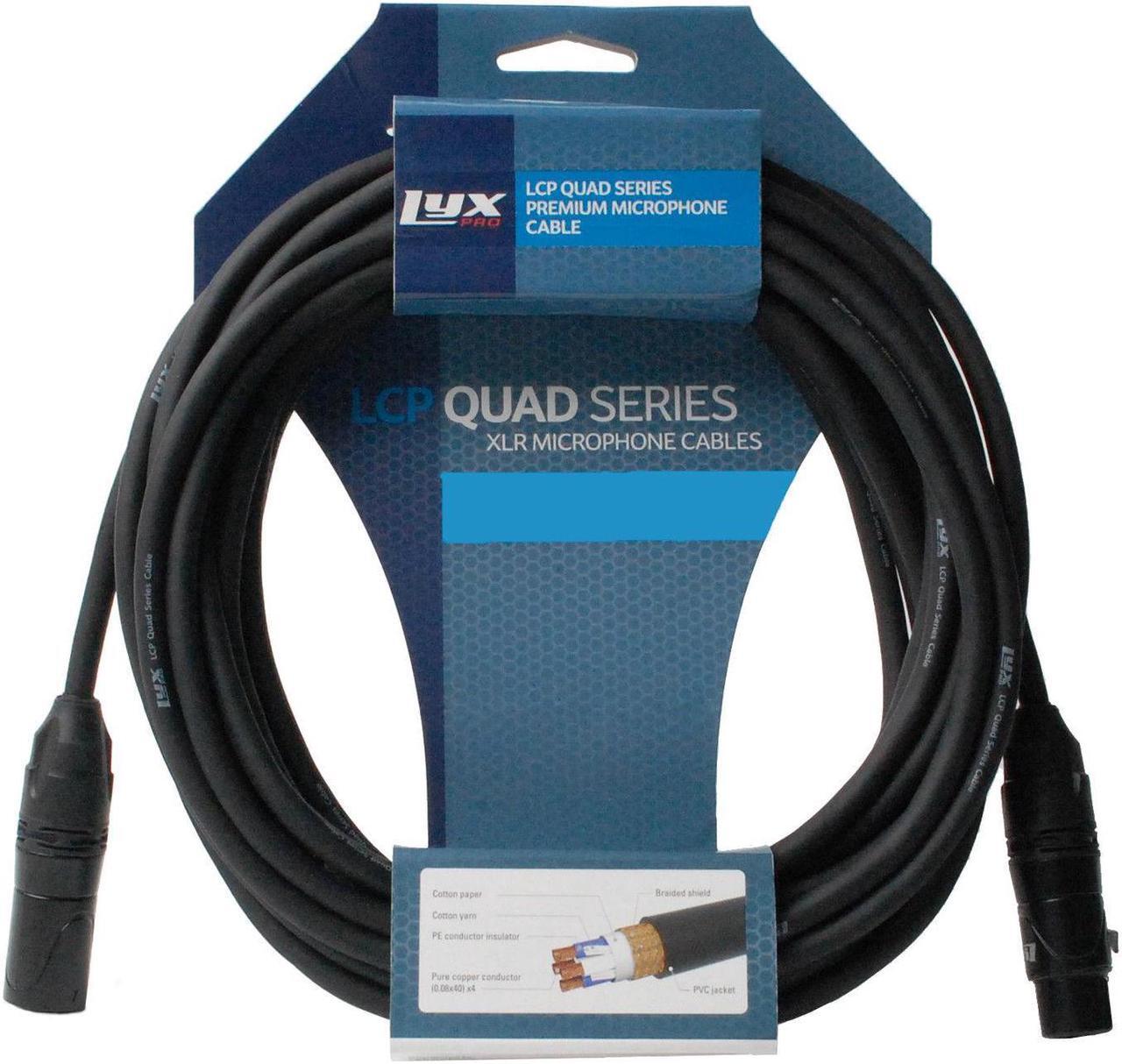Alt view image 4 of 7 - LyxPro 50 ft High End XLR cable 4-Conductor Star Quad Microphone Cable - Black