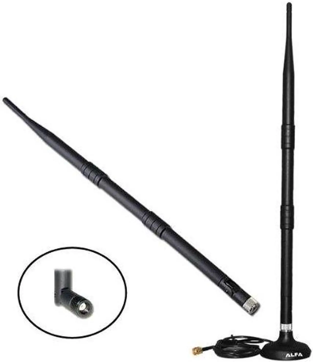 Main image of Gadgets World FBA_ALFA-ARSN19M Alfa 9dBi WiFi Booster SMA OMNI-Directional High-Gain Screw-On Swivel Antenna With magnetic base