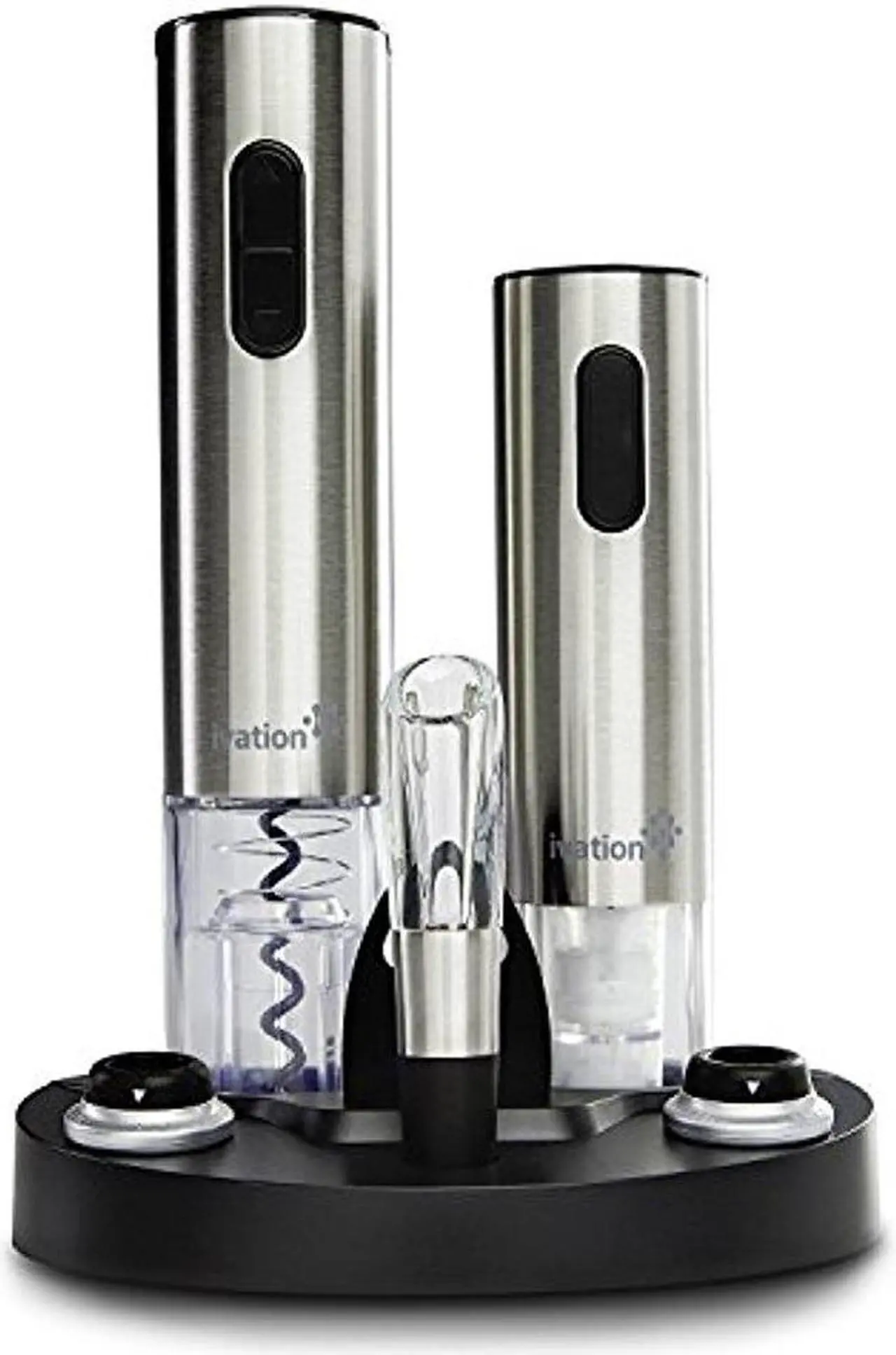 Main image of Ivation Wine Gift Set, Includes Stainless Steel Electric Wine Bottle Opener, Wine Aerator, Electric Vacuum Wine Preserver, 2 Bottle Stoppers, Foil Cutter & LED Charging Base