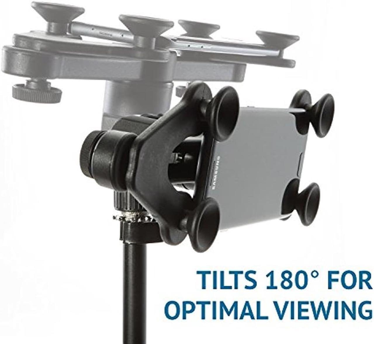Alt view image 5 of 7 - lyxpro smartphone & tablet holder for microphone & music stands fits iphone & android devices 360 swivel tilt support arms