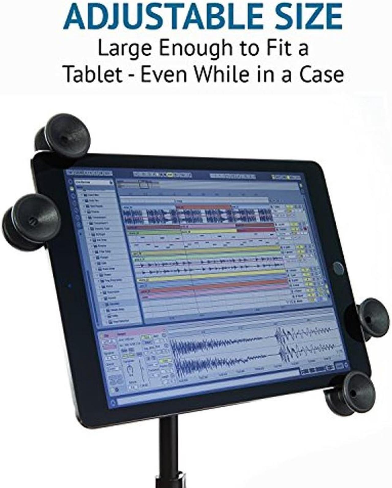 Alt view image 2 of 7 - lyxpro smartphone & tablet holder for microphone & music stands fits iphone & android devices 360 swivel tilt support arms