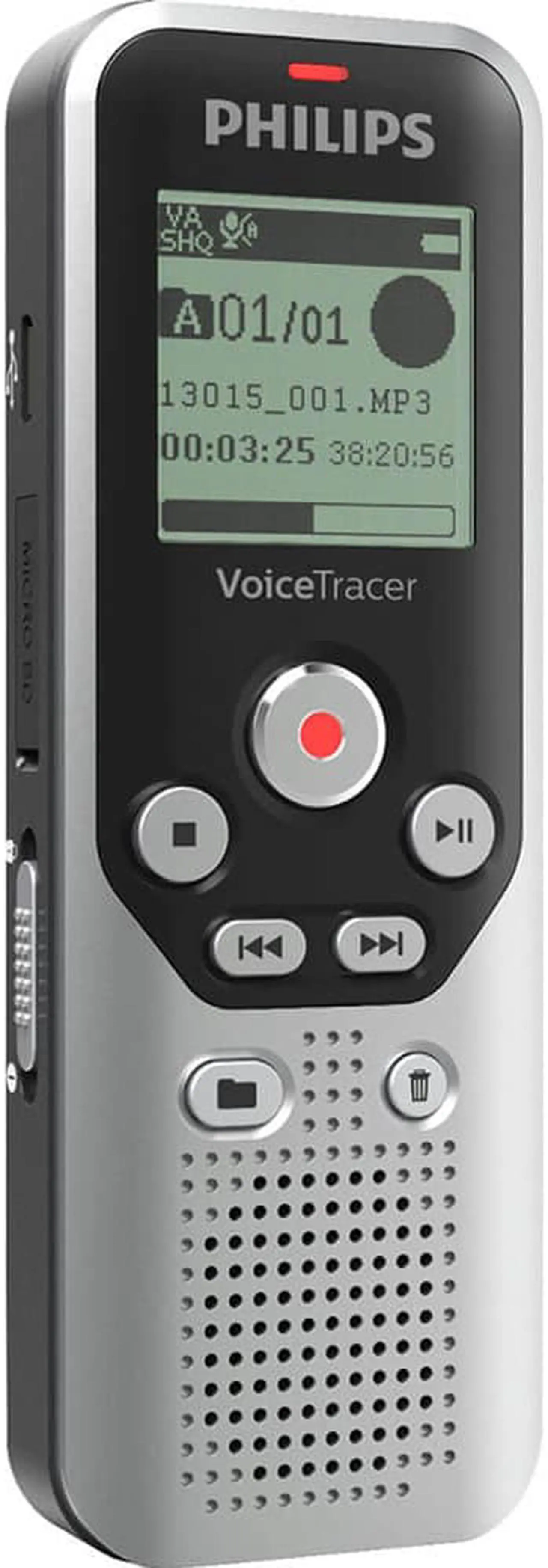 Alt view image 3 of 20 - Philips - VoiceTracer Digital Audio Recorder - Dark Silver & Black