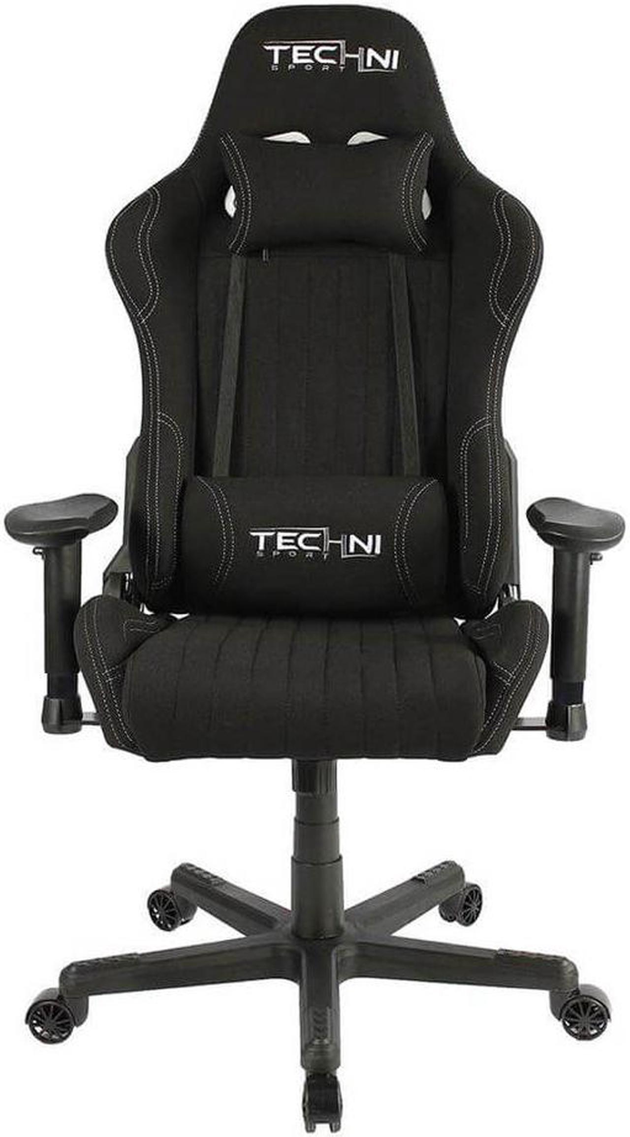 Alt view image 8 of 20 - Gaming Chair - Techni Sport TS-F44 - BLACK Fabric Ergonomic High Back Racer Style PC / Console Video Gaming / Study