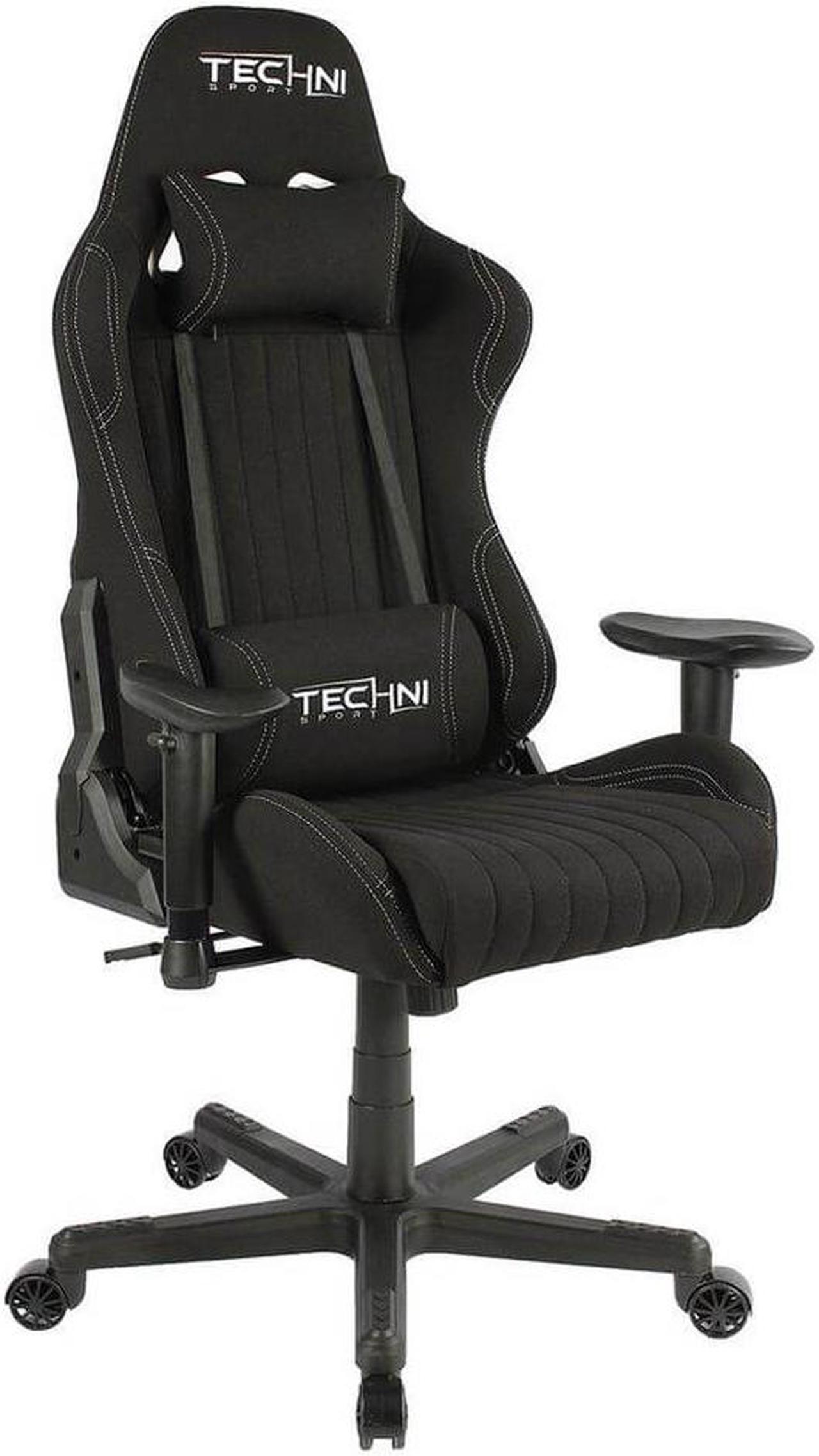 Alt view image 9 of 20 - Gaming Chair - Techni Sport TS-F44 - BLACK Fabric Ergonomic High Back Racer Style PC / Console Video Gaming / Study