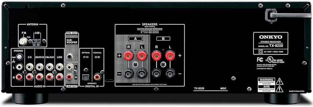 Alt view image 8 of 15 - Onkyo TX-8220 Analog Home Audio/Video Stereo Receiver (Black)