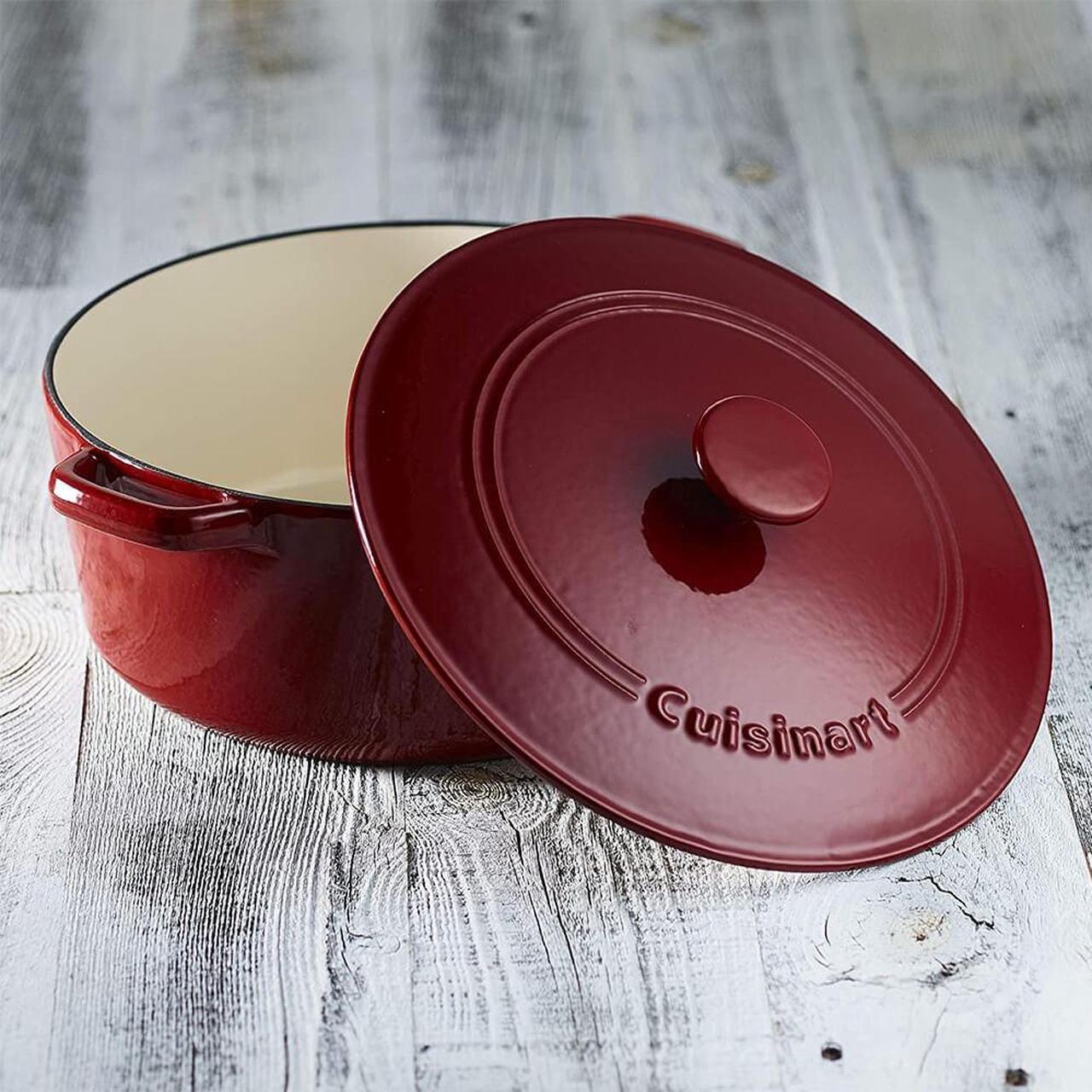 Alt view image 7 of 7 - Cuisinart CI670-30CR Chef's Classic Enameled Cast Iron 7-Quart Round Covered Casserole, Cardinal Red