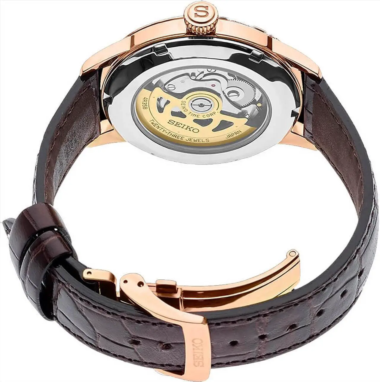 Alt view image 9 of 9 - Seiko Presage Mens Rose Gold Plated Stainless Steel Automatic Watch SRPB46