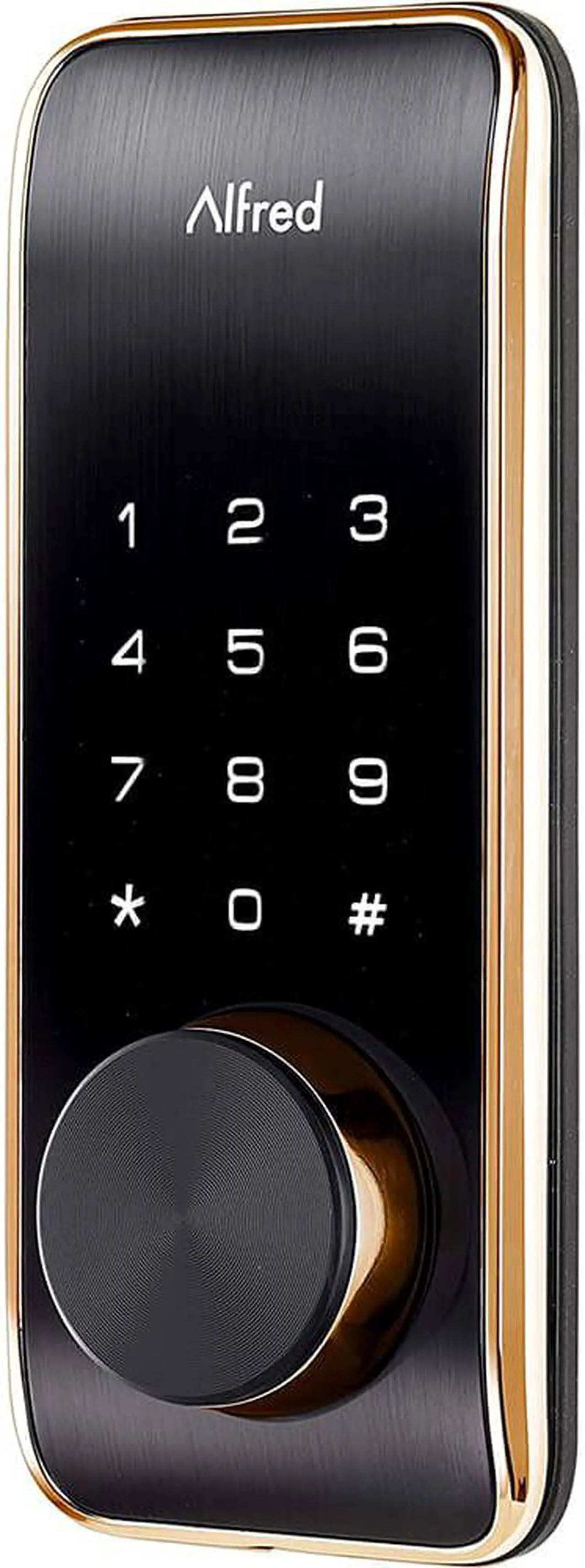 Alt view image 3 of 11 - Alfred DB2-B Smart Door Lock with Bluetooth and keyed-entry - Gold