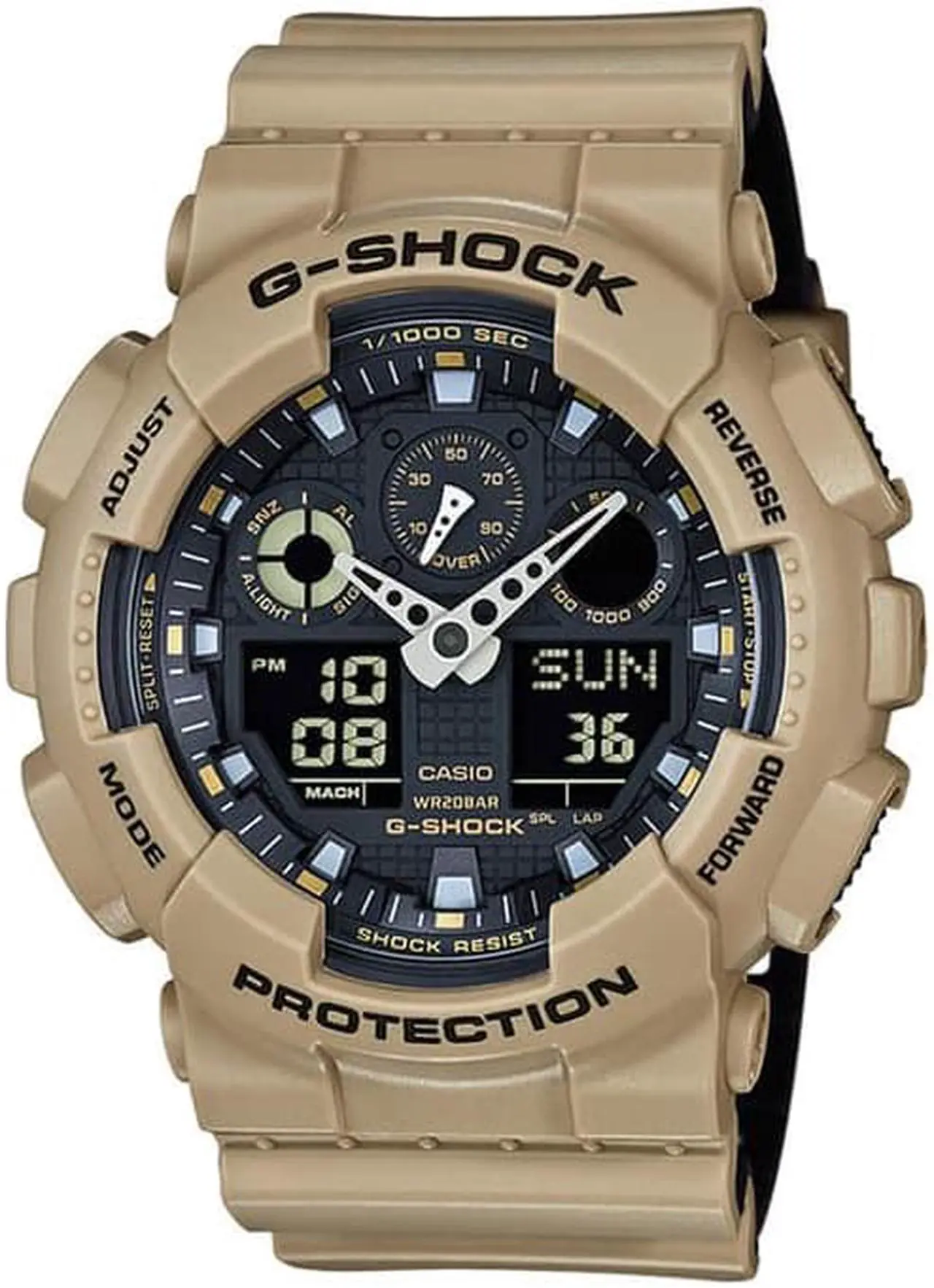 Alt view image 5 of 8 - Casio G-Shock Sand Beige Digital Analog Watch GA100L-8A GA-100L-8ACR