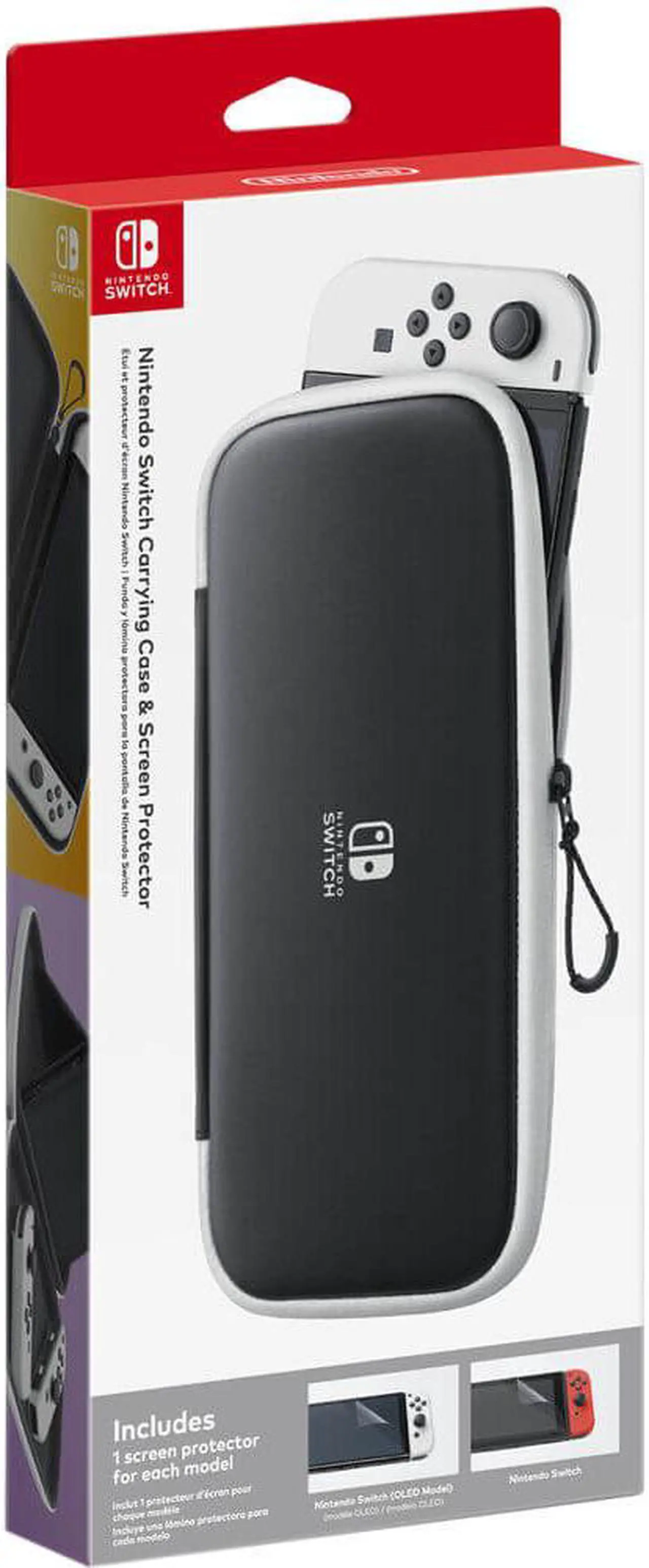 Alt view image 2 of 20 - Nintendo Switch Carrying Case & Screen Protector - Black and White