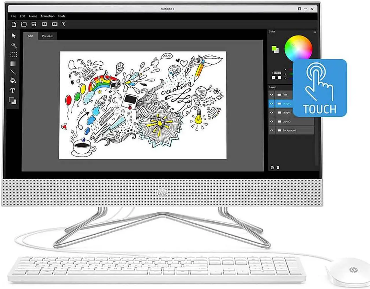 Main image of HP 24-DP0160 - 23.8" Touchscreen - Ryzen 5 4500U - 12 GB DDR4 - 512 GB SSD - Windows 10 Home - All-in-One