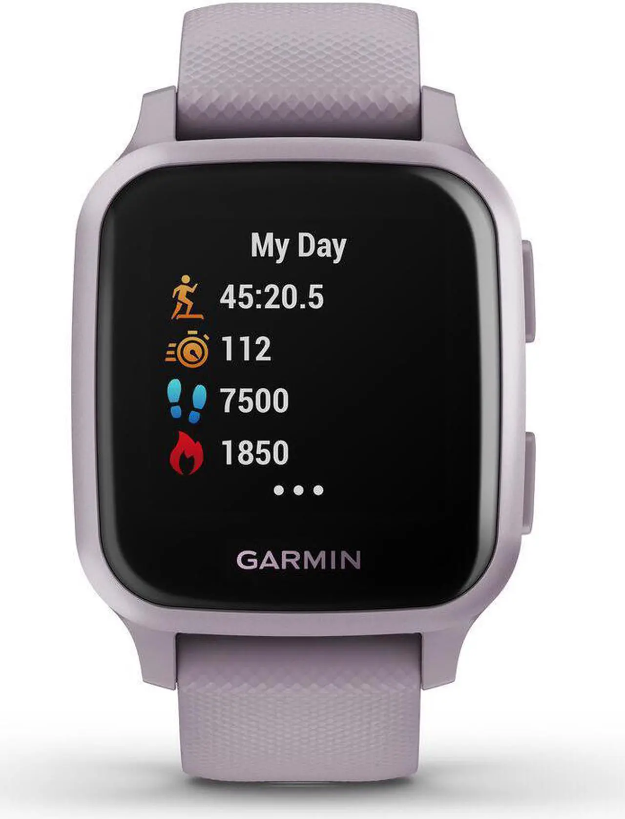 Alt view image 4 of 7 - Garmin Venu® Sq Smartwatch - Metallic Orchid Bezel with Orchid Case and Silicone Band