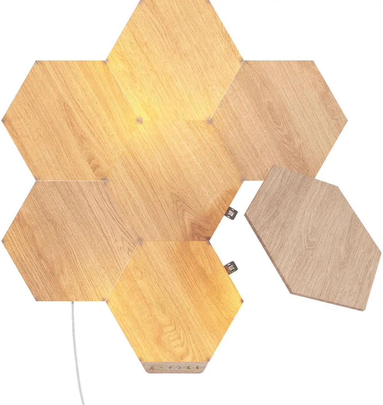 Alt view image 4 of 14 - nanoleaf NL527005HB7P Elements Wood Look Smarter Kit (7 panels)