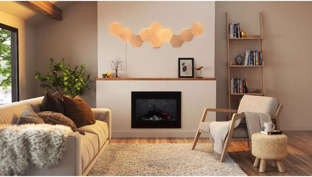 Alt view image 6 of 14 - nanoleaf NL527005HB7P Elements Wood Look Smarter Kit (7 panels)