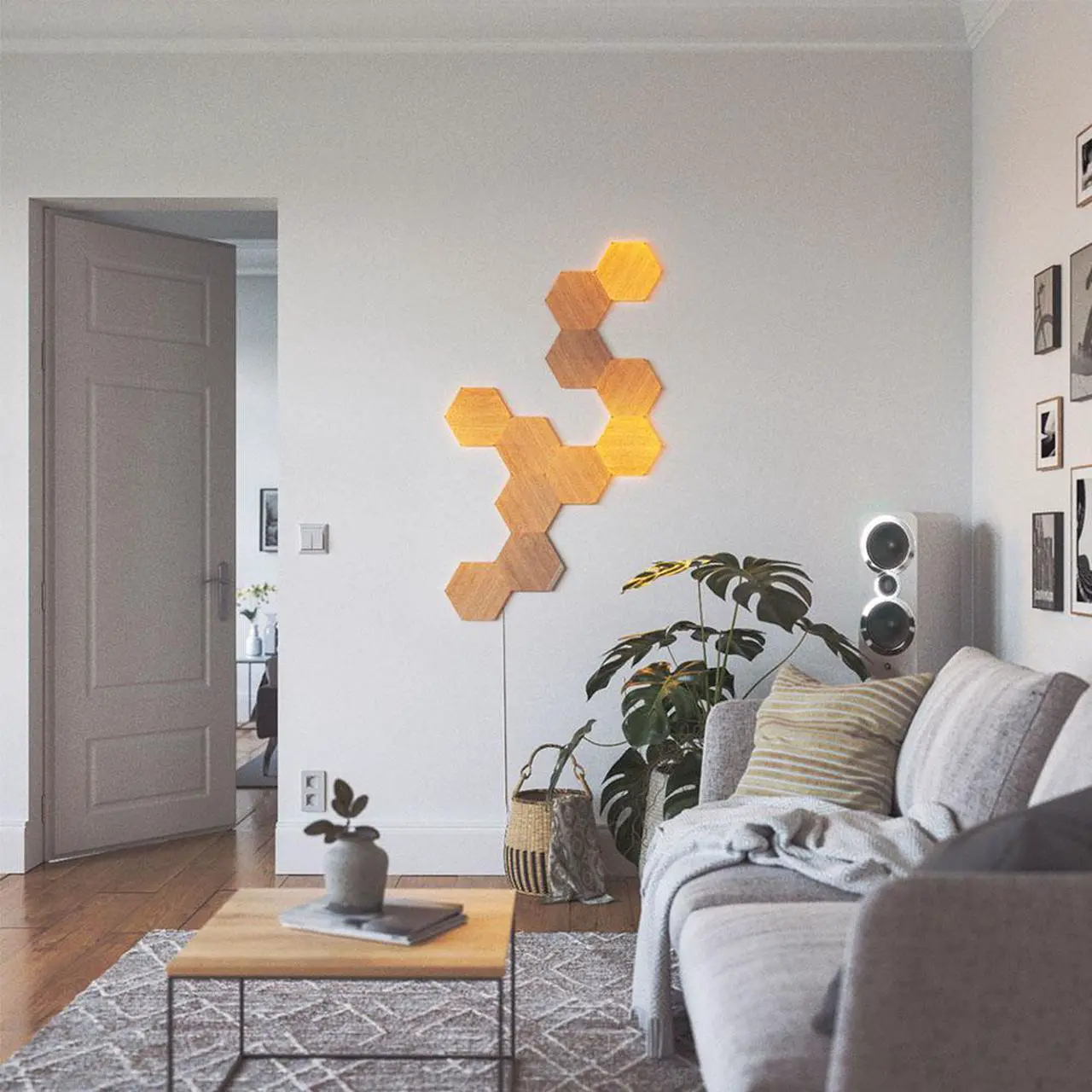 Alt view image 5 of 14 - nanoleaf NL527005HB7P Elements Wood Look Smarter Kit (7 panels)