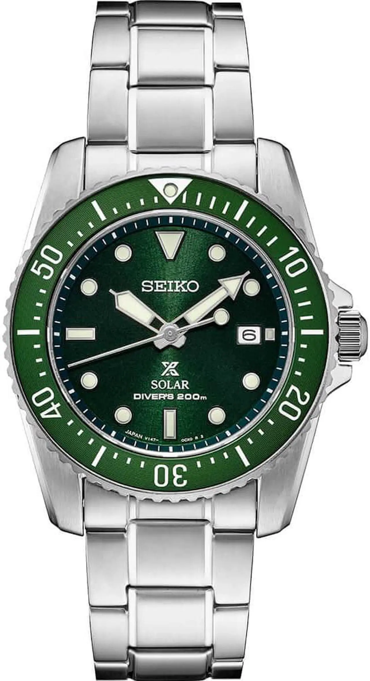 Main image of Seiko SNE583 38mm Prospex Green Dial Solar Dive Watch