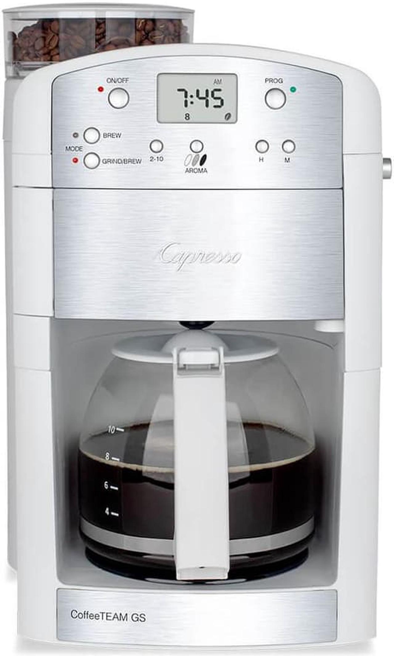 Main image of Capresso CoffeeTeam GS 10-Cup Coffeemaker with Conical Burr Grinder - White