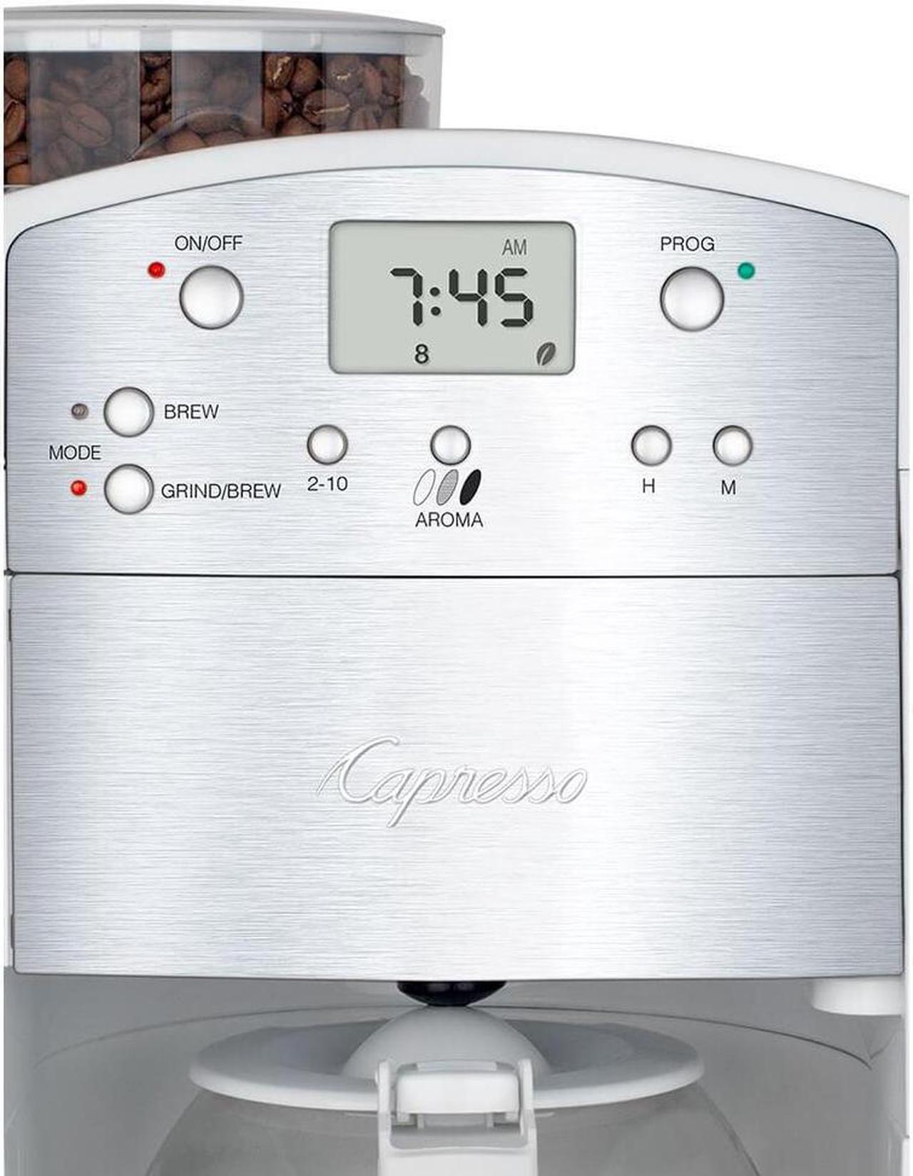 Alt view image 3 of 4 - Capresso CoffeeTeam GS 10-Cup Coffeemaker with Conical Burr Grinder - White