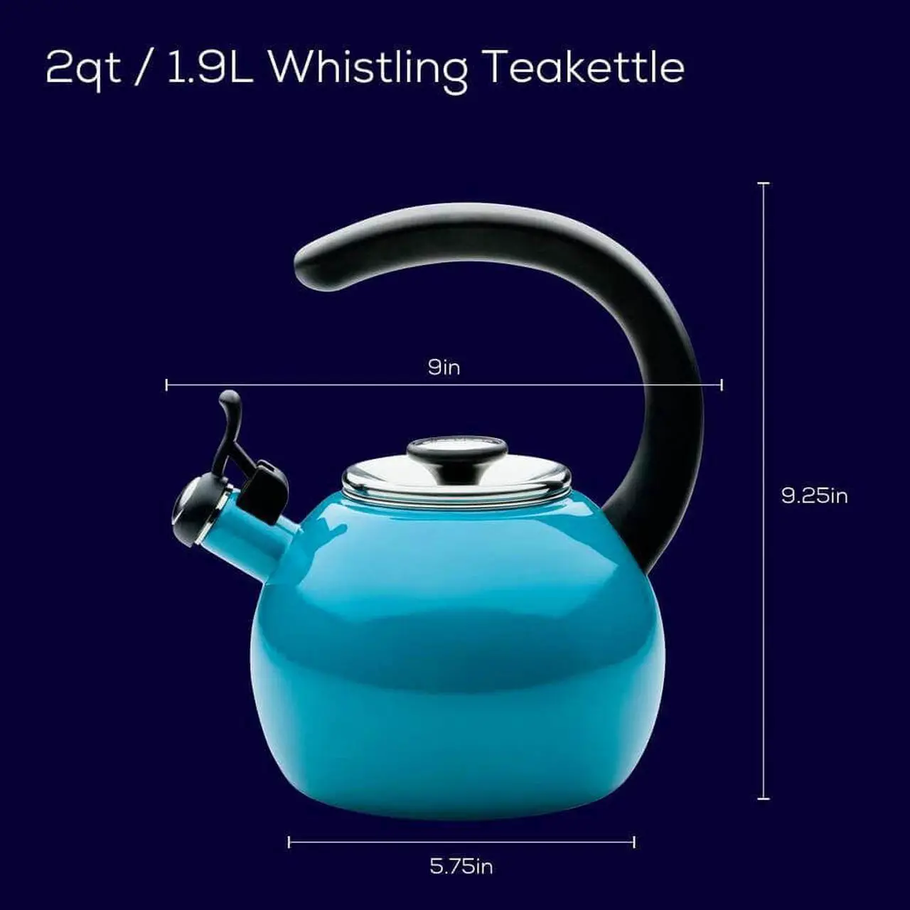 Alt view image 5 of 7 - Circulon 48167 2-Quart Whistling Turquoise Teakettle with Flip-Up Spout
