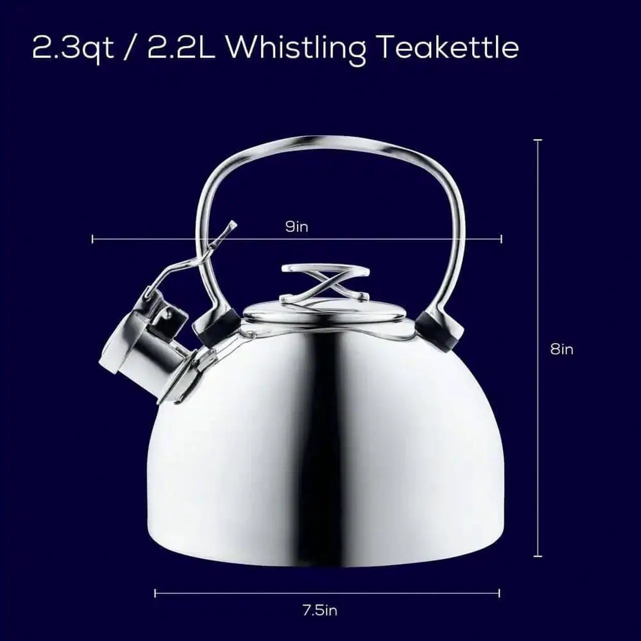 Alt view image 6 of 7 - Circulon 48378 2.3-Quart Whistling Stainless Teakettle with Flip-Up Spout