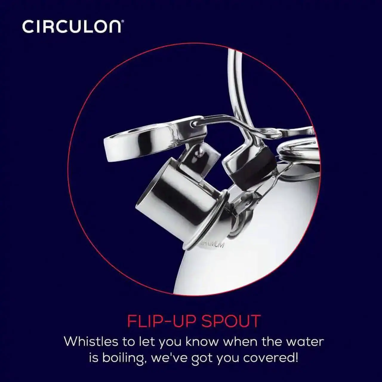 Alt view image 7 of 7 - Circulon 48378 2.3-Quart Whistling Stainless Teakettle with Flip-Up Spout