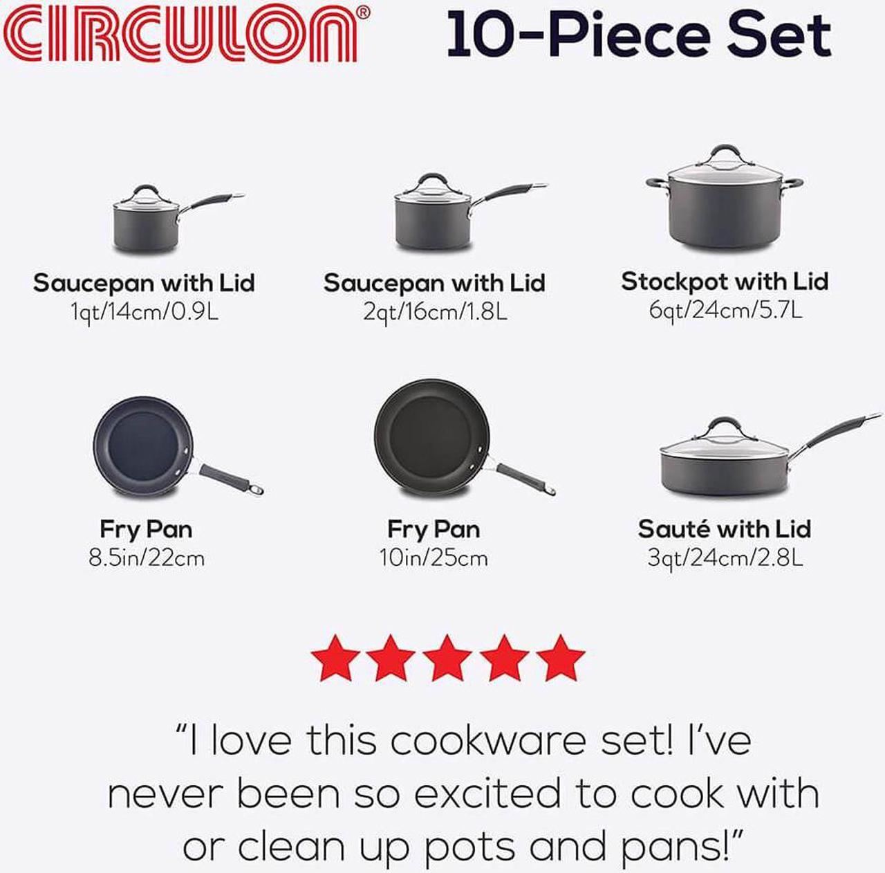 Alt view image 5 of 7 - Circulon Radiance Hard Anodized Nonstick 10-Piece Cookware Set - Gray