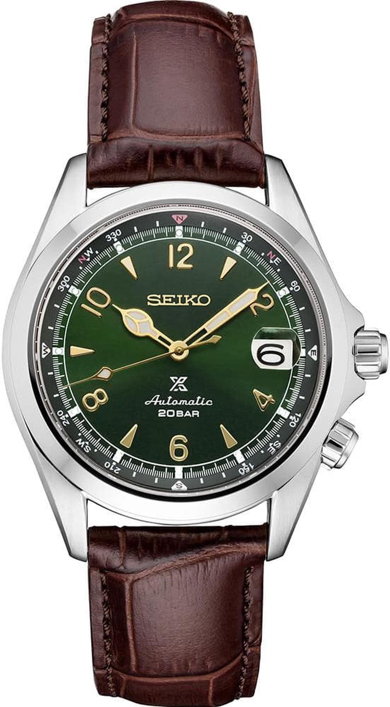 Main image of Seiko SPB121 Prospex Alpinist Watch - Green/Brown Leather Band