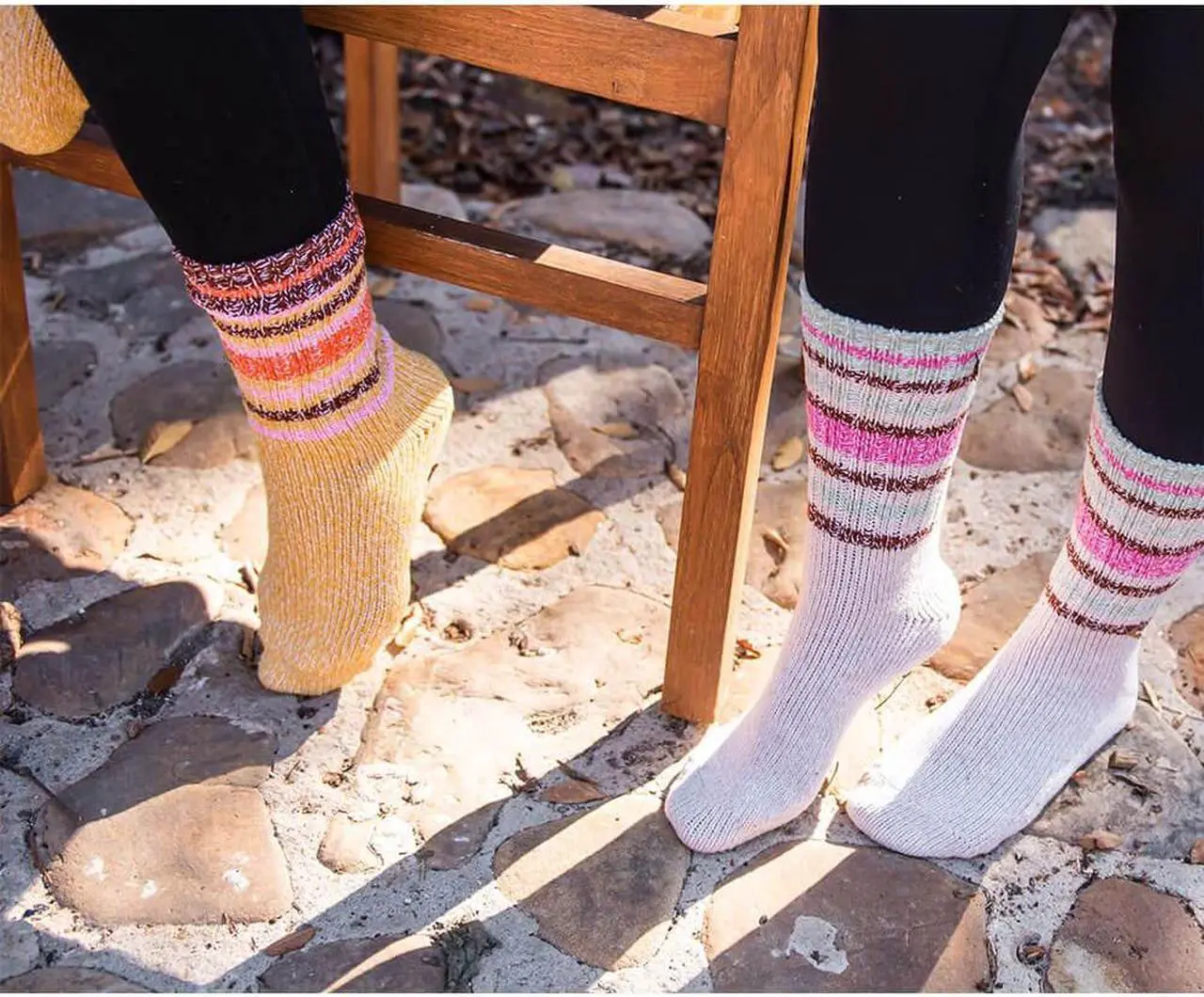 Alt view image 3 of 3 - WORLD'S SOFTEST SOCKS Ragg Crew Socks - Honey Stripe