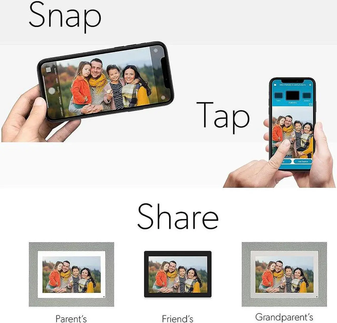 Alt view image 2 of 7 - Simply Smart Home 8 inch Photoshare WiFi Digital Picture Frame - Factory Refurbished - Seagrass