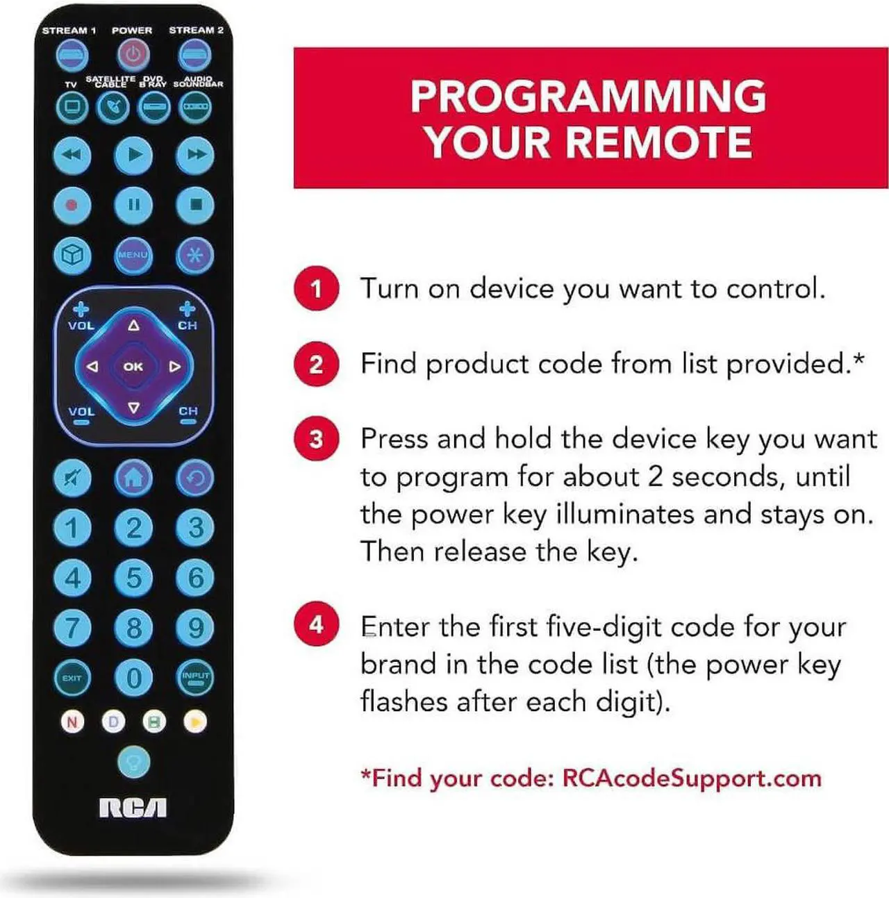 Alt view image 5 of 5 - RCA Universal Remote Control Rechargeable - Black