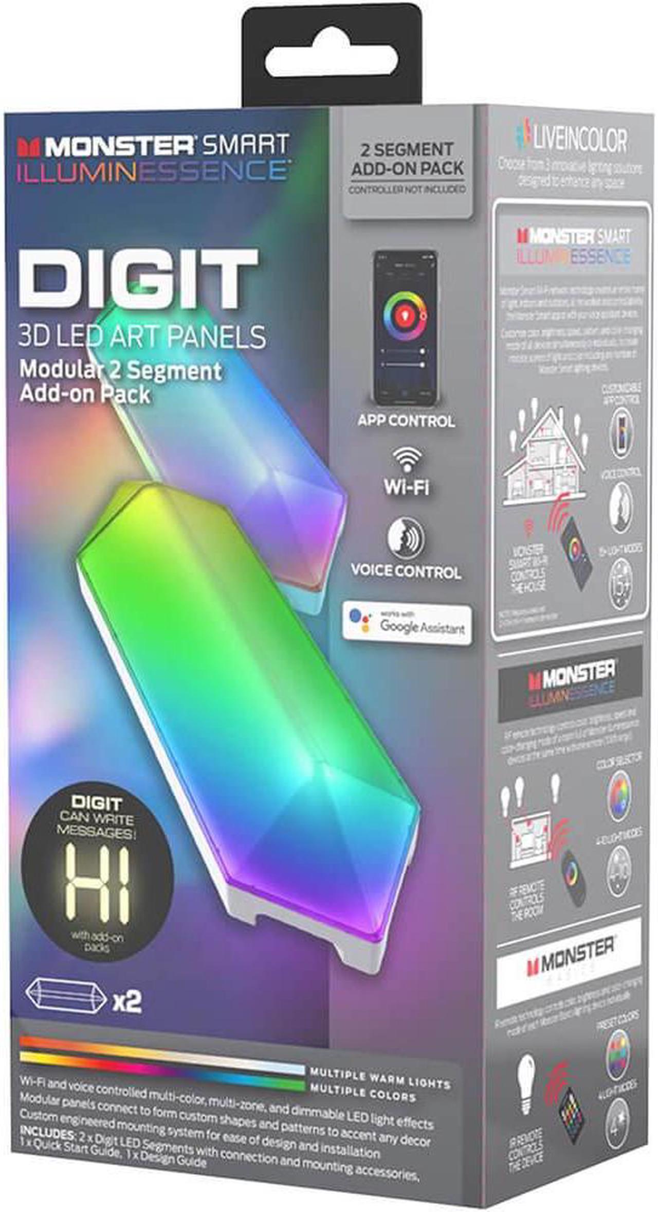 Main image of Monster MLB71039RGB Digit Add-On Pack  Smart Modular 3D LED Art Panels