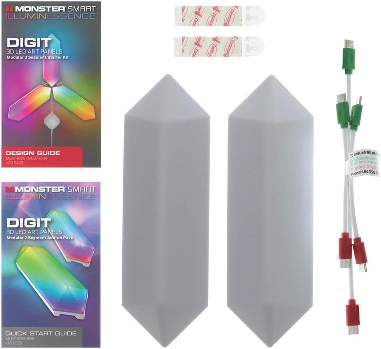 Alt view image 5 of 5 - Monster MLB71039RGB Digit Add-On Pack  Smart Modular 3D LED Art Panels