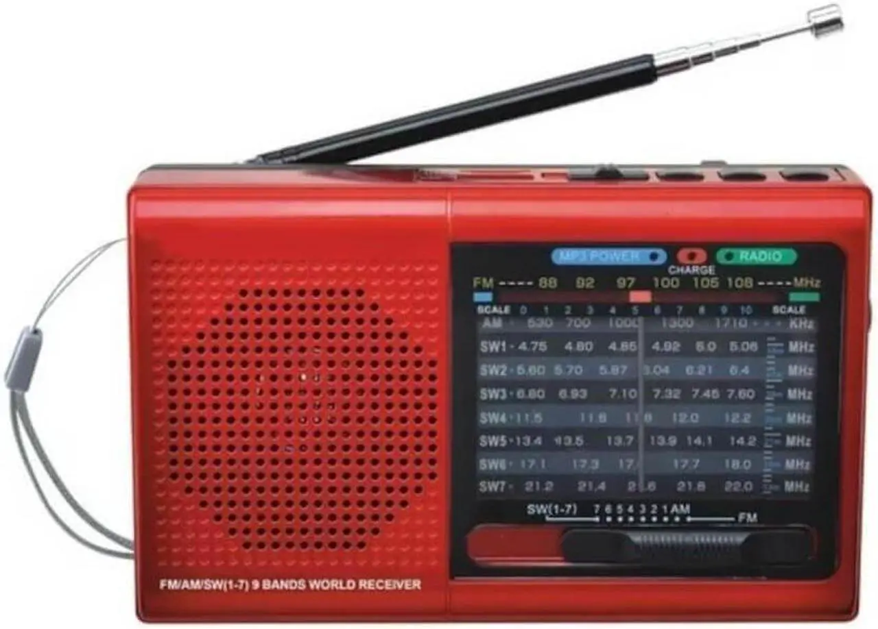 Main image of Supersonic Portable AM/FM Radio - Red