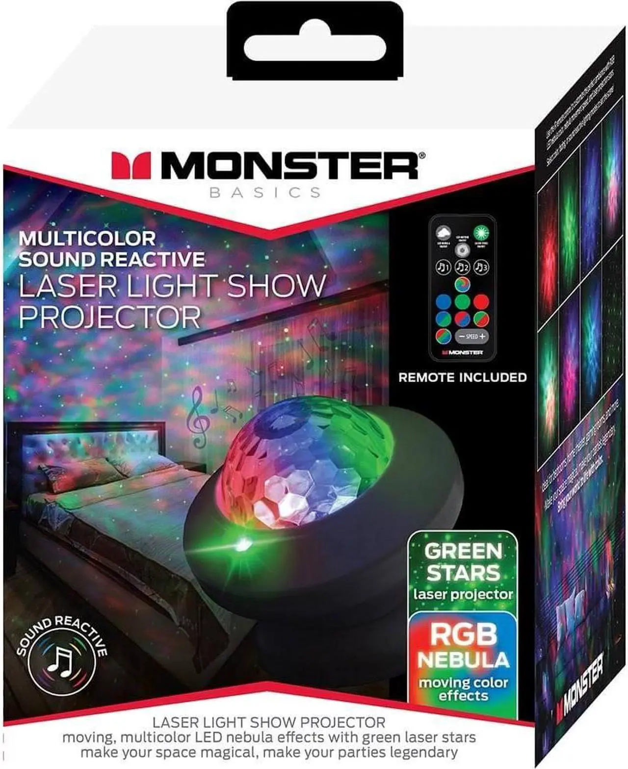 Alt view image 2 of 5 - Monster MLB72001RGB Multi-Color Sound Activated Laser Light Show Projector Remote Control