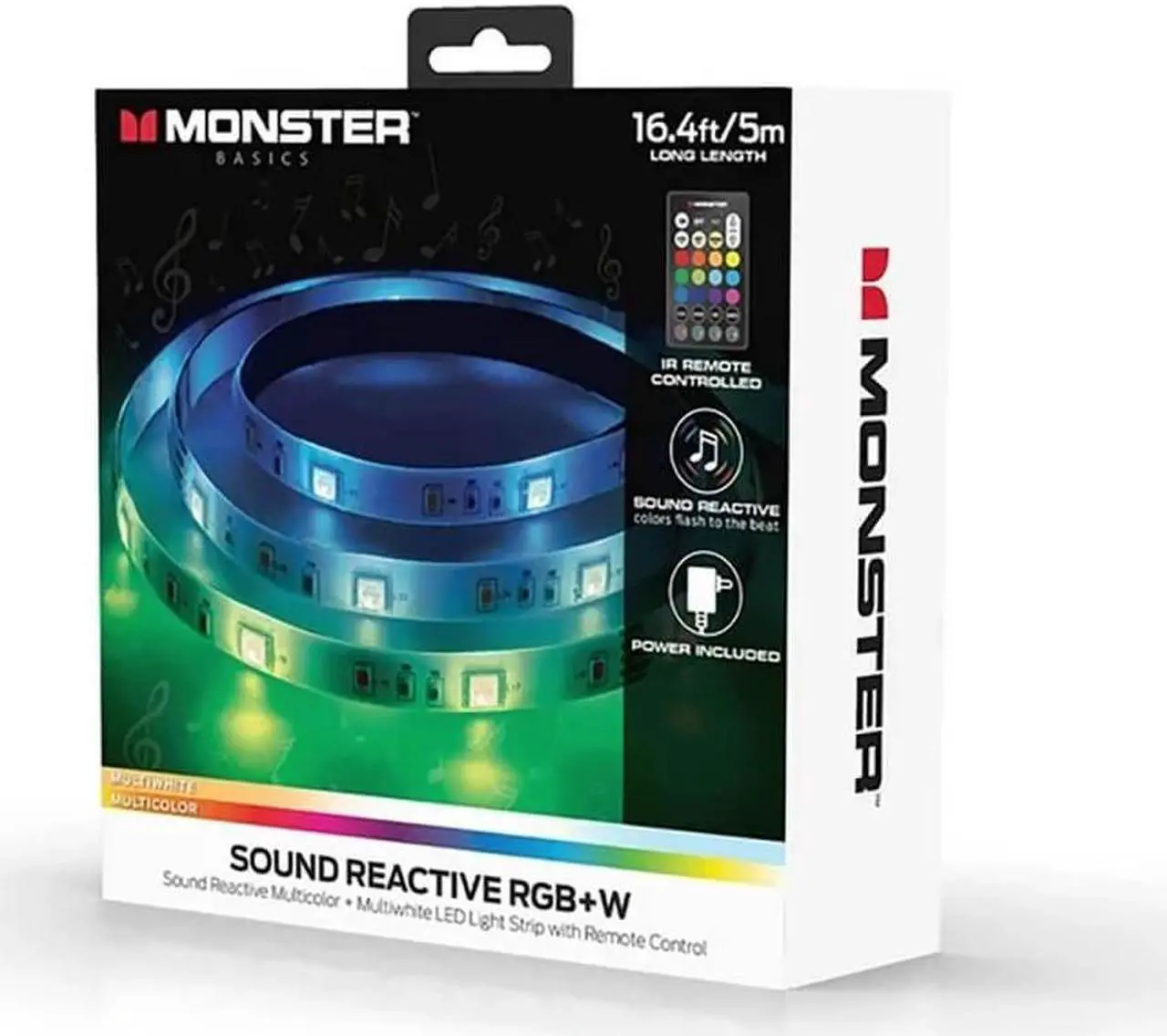 Alt view image 2 of 5 - Monster MLB72048RGB 16.4ft Sound Reactive Smart Multi-Color Multi-White LED Light Strip