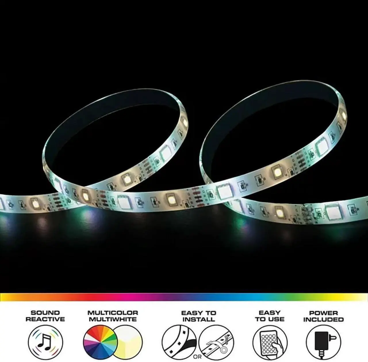 Alt view image 3 of 5 - Monster MLB72048RGB 16.4ft Sound Reactive Smart Multi-Color Multi-White LED Light Strip