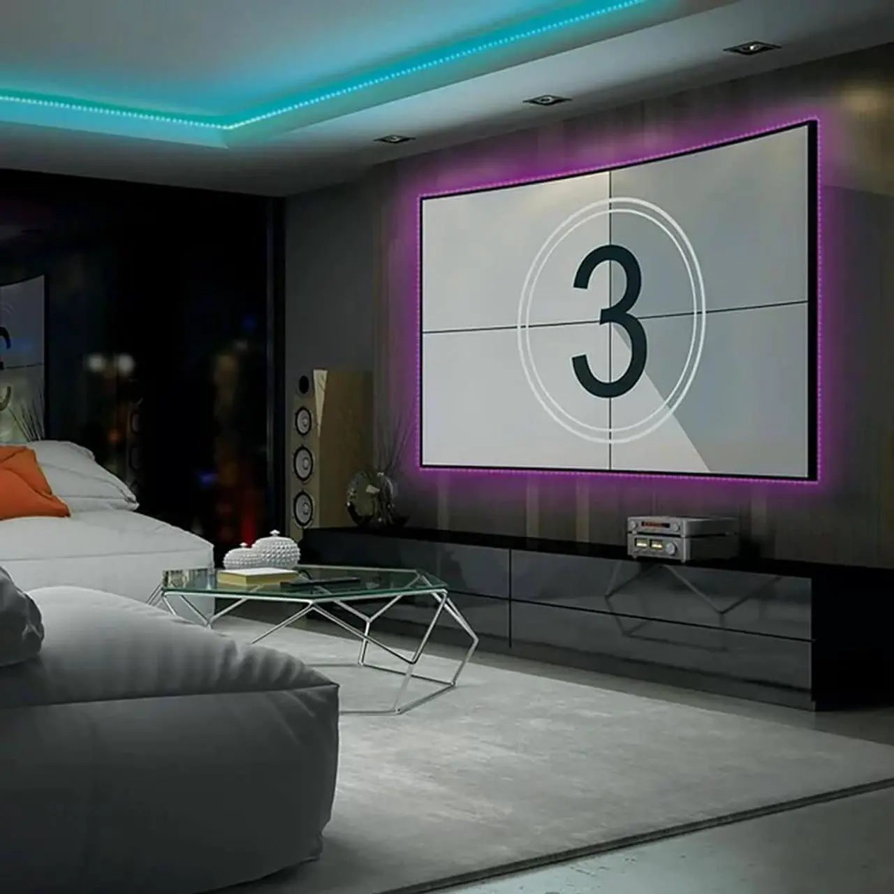 Alt view image 4 of 5 - Monster MLB72048RGB 16.4ft Sound Reactive Smart Multi-Color Multi-White LED Light Strip