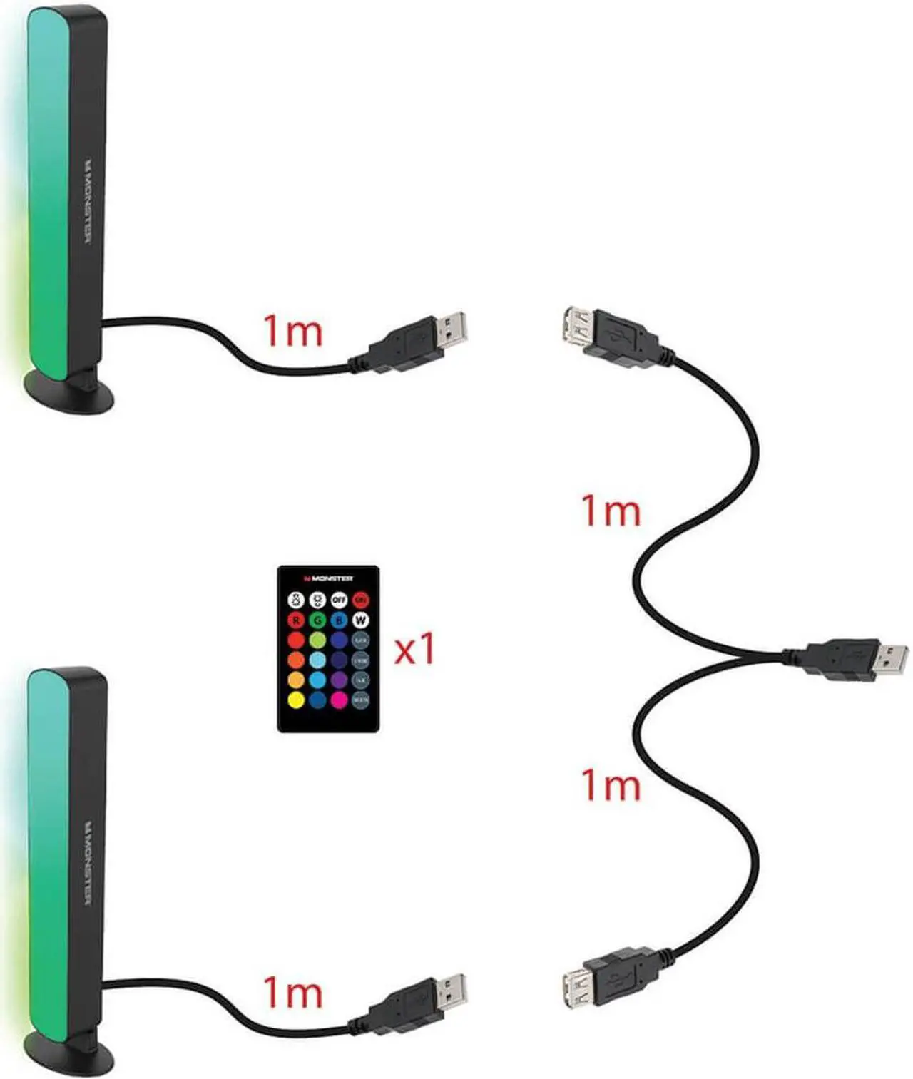 Alt view image 6 of 6 - Monster MLB72013RGB 2-Pack Multi-Color LED Light Bar with Remote Control