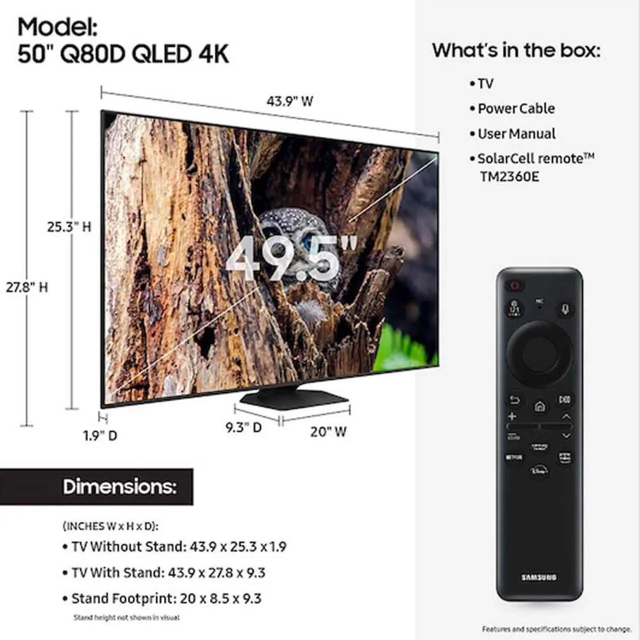 Alt view image 4 of 5 - Samsung QN50Q80D 50 inch Class Q80D Series QLED 4K Smart Tizen TV