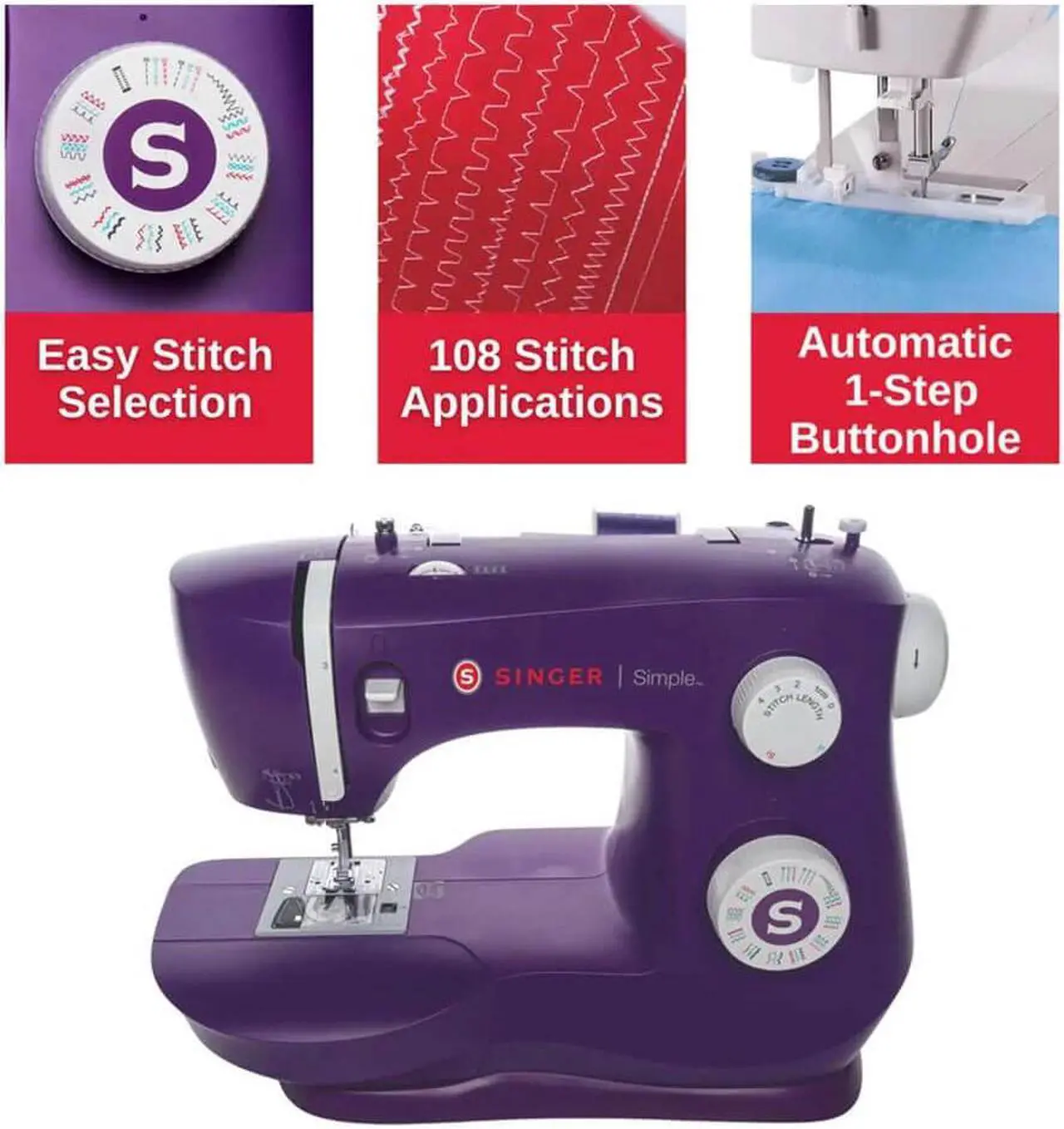 Alt view image 5 of 6 - Singer 3337PURPLE Simple 3337 Sewing Machine - Purple