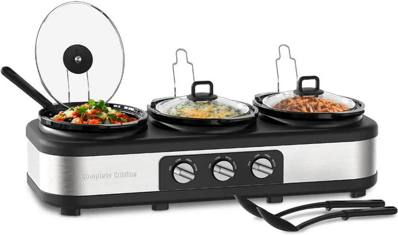 Main image of Complete Cuisine CC35200SLSS Triple 2.5 QT Slow Cooker & Buffet Server