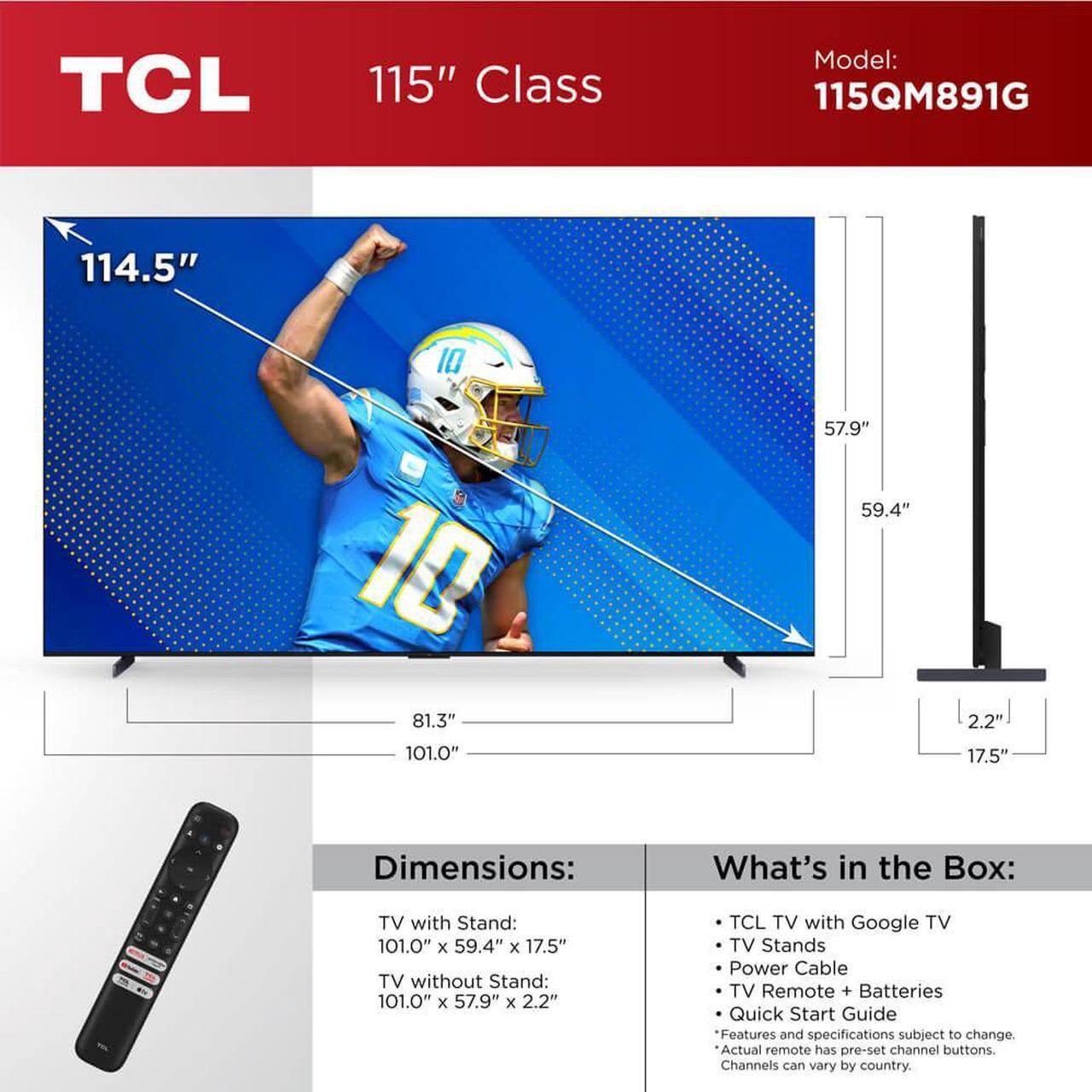 Alt view image 7 of 7 - TCL 115 inch Q Class 4K UHD HDR QD-Mini LED Smart Google TV