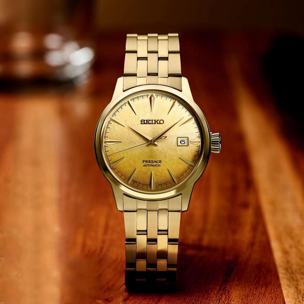 Alt view image 4 of 4 - Seiko SRPK46 Presage Cocktail Time Beer Julep Automatic Watch - Gold Stainless/Gold
