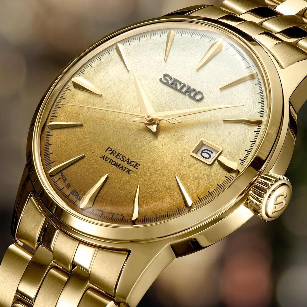 Alt view image 3 of 4 - Seiko SRPK46 Presage Cocktail Time Beer Julep Automatic Watch - Gold Stainless/Gold
