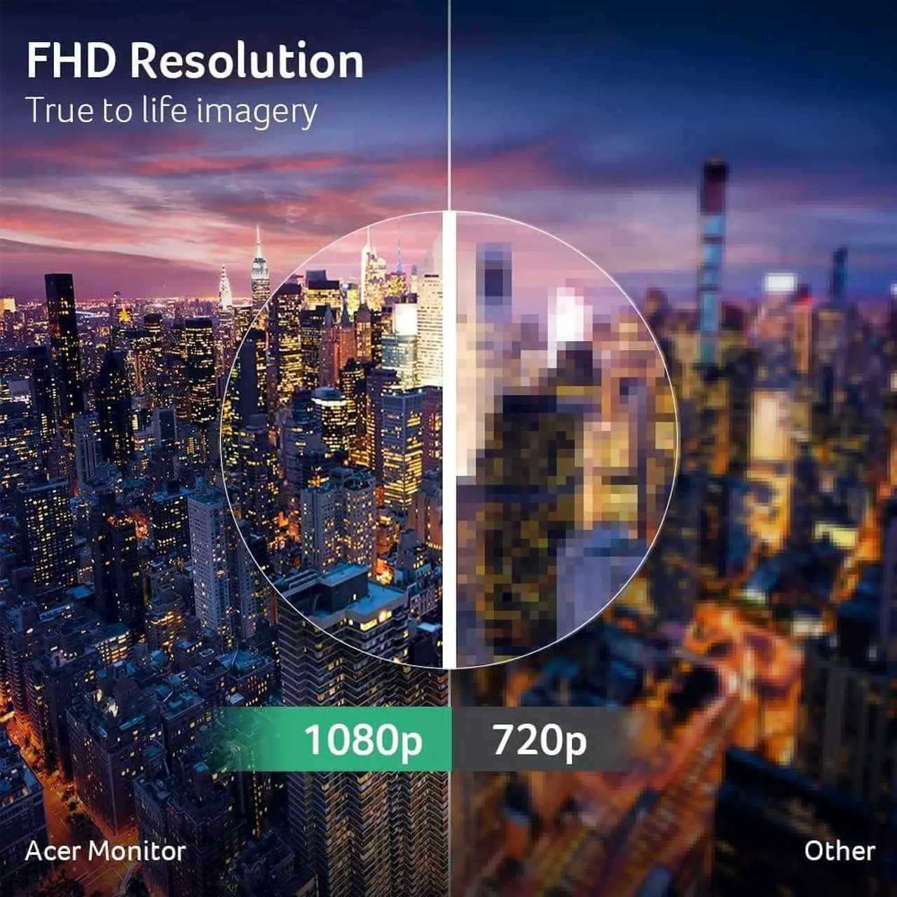 Alt view image 2 of 7 - Acer 23.8 Inch Ebi AMD FreeSync Full HD IPS Monitor with ZeroFrame Design and 1ms Response Time